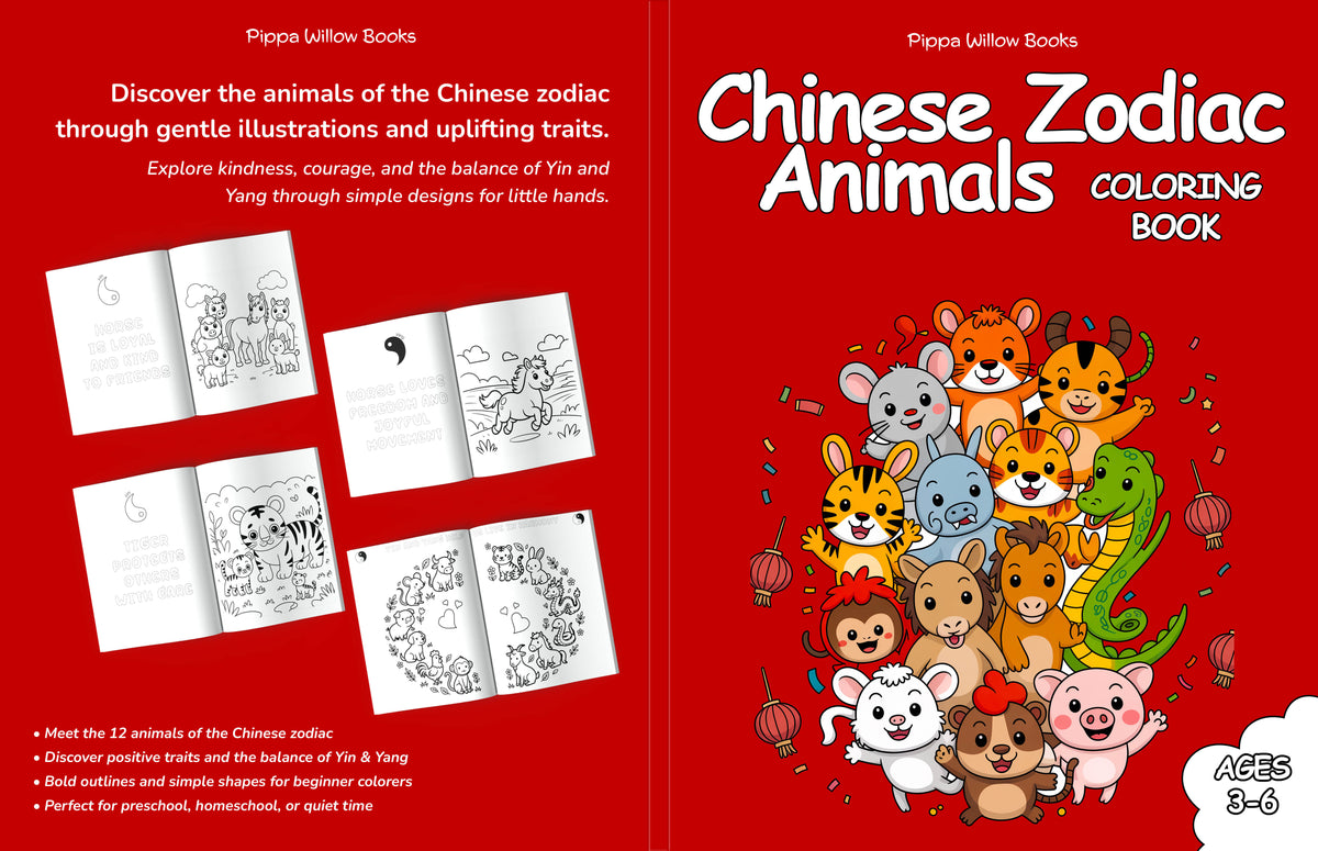Chinese Zodiac Animals Coloring Book — Ages 3–6