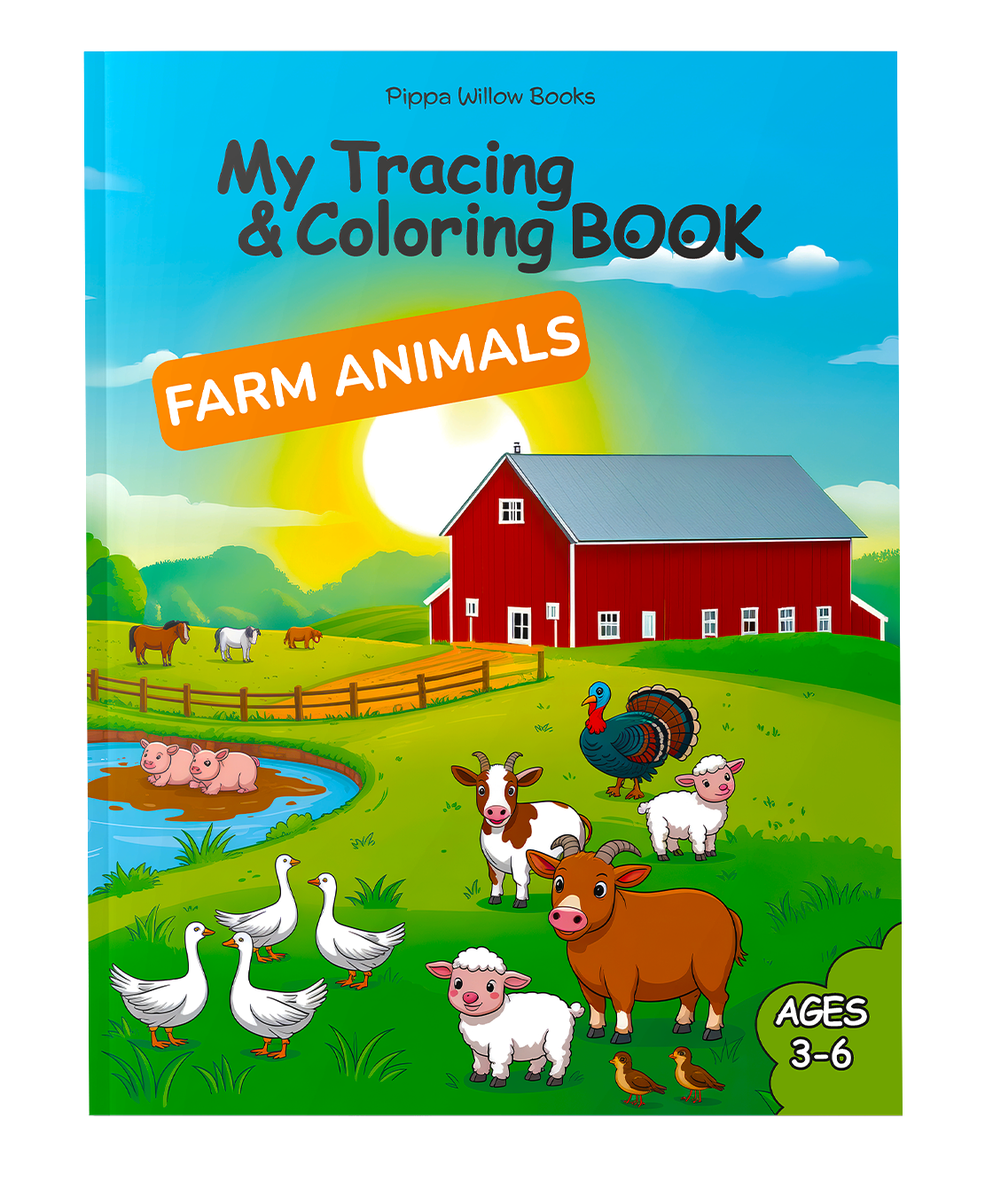 My Tracing & Coloring Book: Farm Animals — Ages 3–6