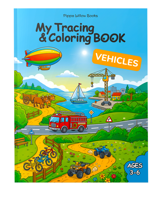 My Tracing & Coloring Book: Vehicles — Ages 3–6
