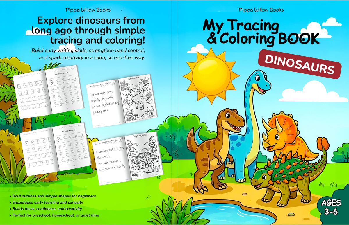 My Tracing & Coloring Book: Dinosaurs — Ages 3–6