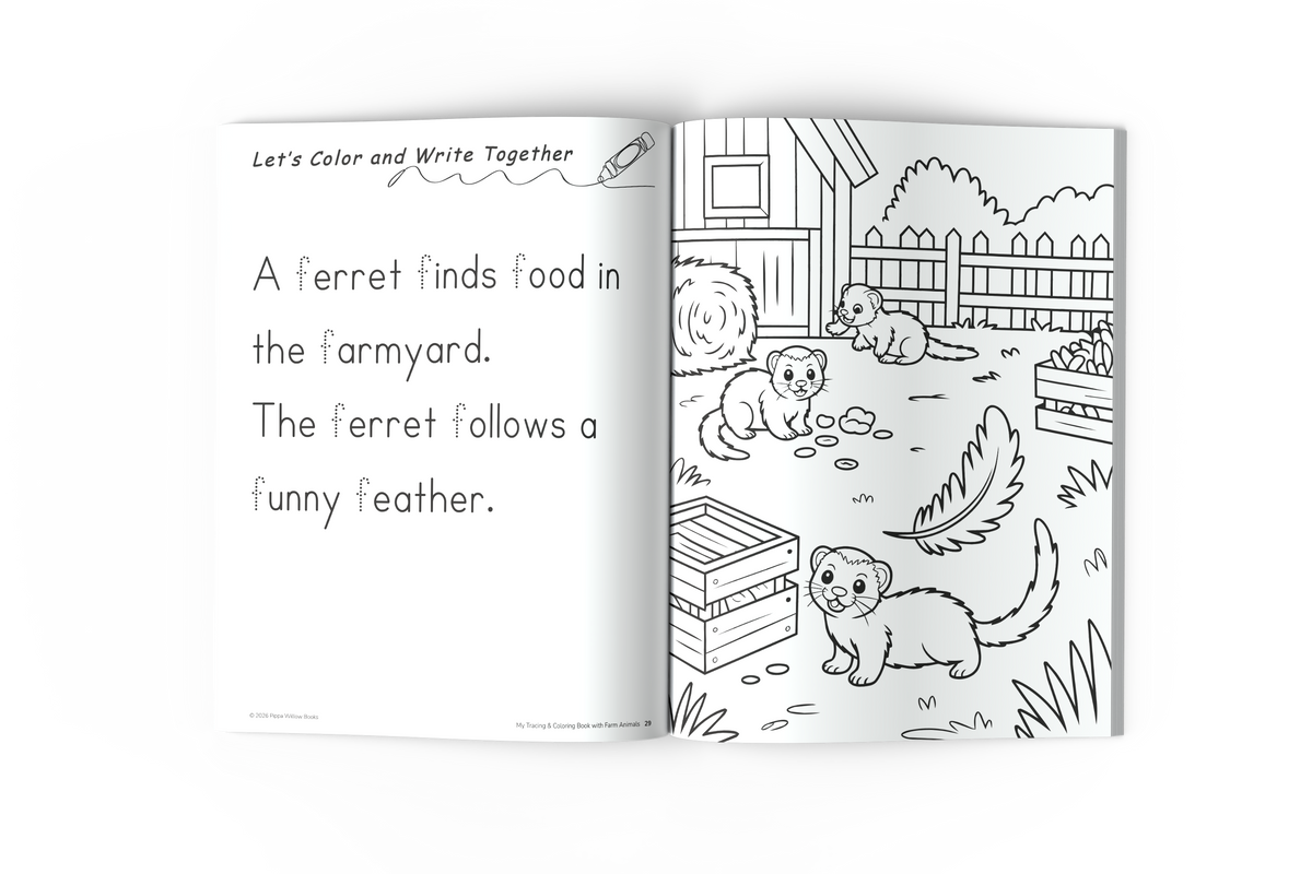 My Tracing & Coloring Book: Farm Animals — Ages 3–6