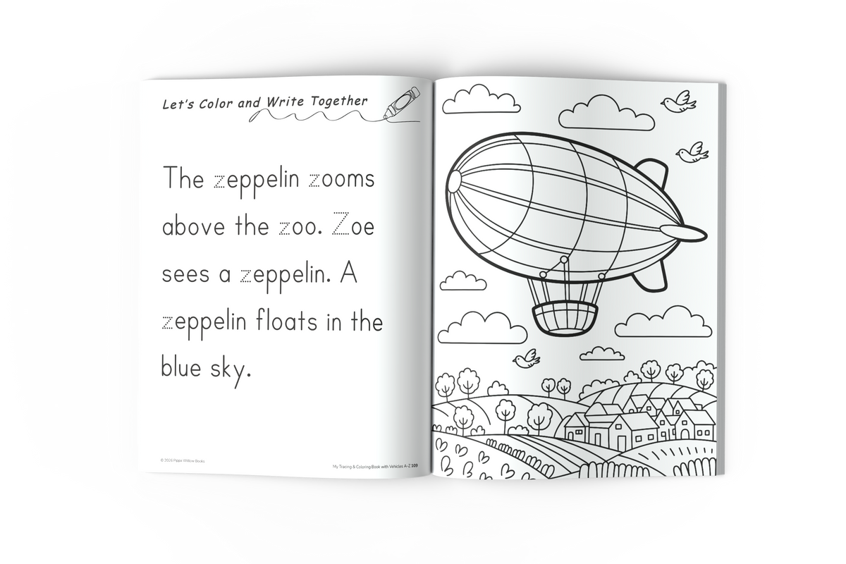 My Tracing & Coloring Book: Vehicles — Ages 3–6